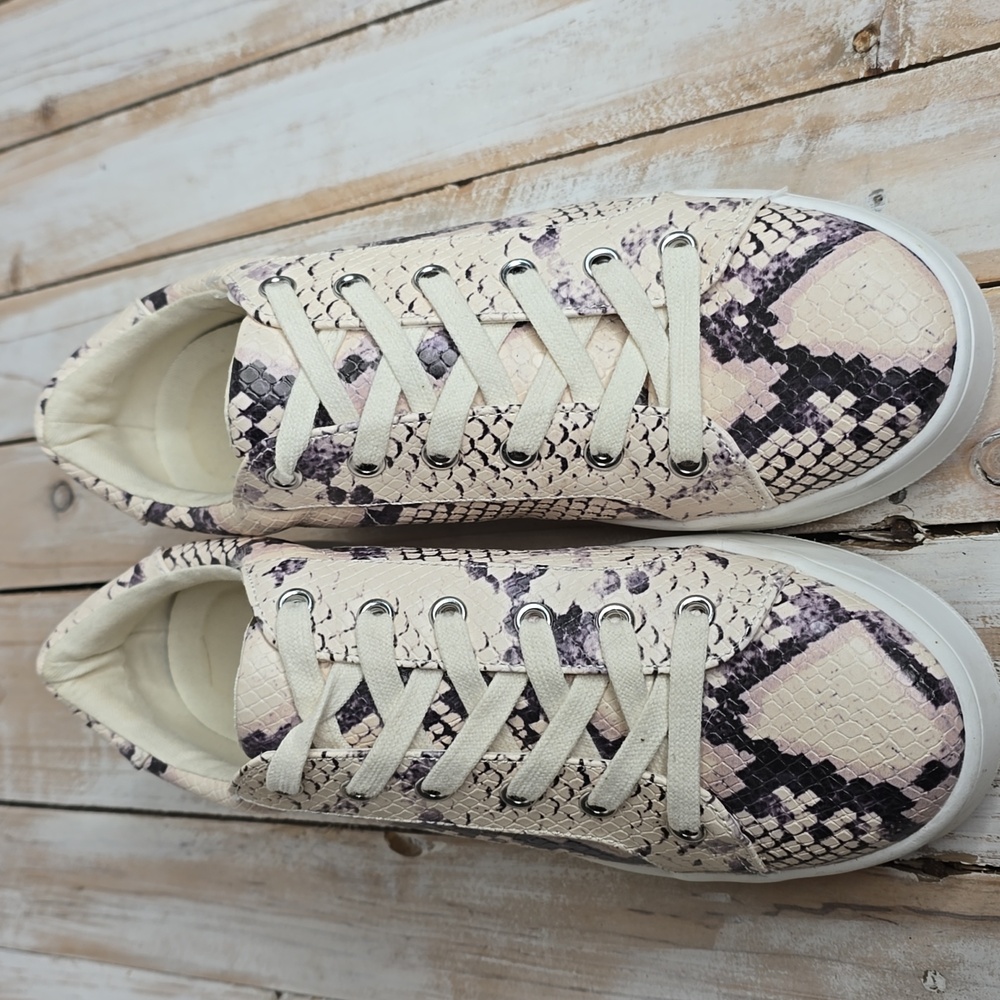 Steve Madden Shoes Womens 8.5 M Bertie Platform Sneakers Multicolor Snakeskin - Picture 4 of 6